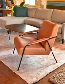 Camel Color Leather Arm Chair