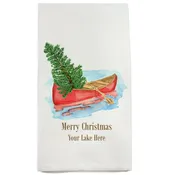 Red Canoe Merry Christmas Dish Towel