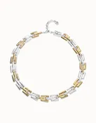 Collier à maillons combinés plaqué or et argent sterling