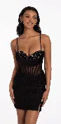 Beaded Sweetheart Sheer Corset Bodycon Dress