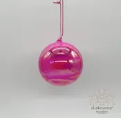 100mm Glass Hand Blown Top Iridescent Ornament - Hot Pink