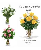 1/2 DOZEN COLORED ROSES