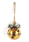 10" Long Antique Gold Oversized Hanging Metal Christmas Bell with Star Cutouts ZR200891-D