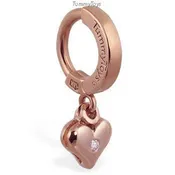 14K Rose Gold Belly Ring with Diamond Heart Dangle Navel ring clicker