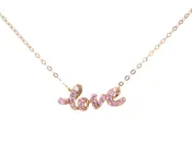 14K Rose Gold Pink Sapphire Love Necklace