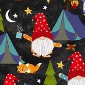 Camping Gnomes - Dark Charcoal -  gnomes & tents in nature