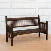 Early 20th C. Elm Bench with Carved Verse in Relief