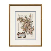 1951 Framed Map of Bourgogne Jacques Liozu