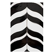 Black Glossy Longest Leaf Ceramic Mosaics 12x18