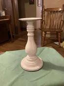 White metal pillar holder — Aunt Jennie's Attic
