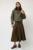 6397 Knit Combo Godet Skirt in Loden
