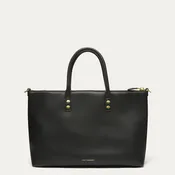 BLACK LEATHER FRANCES TOTE