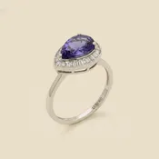 10k White Gold Tanzanite & Diamond Ring