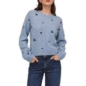 BELLA DAHL EMBROIDERED CREWNECK SWEATER
