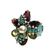 Amethyst and Turquoise Flower Cuff with Pin (CF1F-17A)