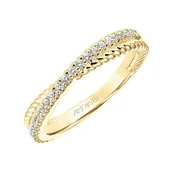 32 Artcarved Stackable Band with Diamond And Rope ''X'' Design In 14K Yellow Gold Gold