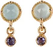 Aqua Chalcedony & Iolite Small Post Earrings 18K Gold Vermeil