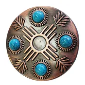 1 1/2" Hilason Western Horse Concho Antique Copper Turquoise Stone Brown