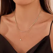 18K Gold Rhinestone & Zircon Pendant Layered Necklace – Tarnish-Free | JOSSLYN