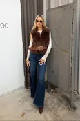 Adrien Brown Fur Zip-Up Vest