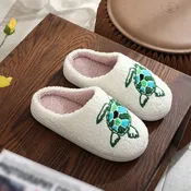 Turtle Embroidered Slippers