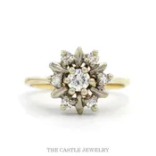 0.50ctw Diamond Snowflake Cluster Ring in 10k Yellow Gold