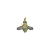 14K Gold & Silver Diamond Bee Charm