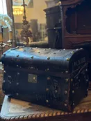0400 Rare Isaac Young Leather Trunk C. 1850 Jenny Lind Style