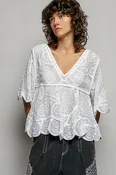 POL Vintage Wash Crochet Top