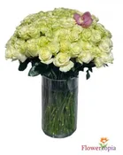 100 WHITE ROSE IN A VASE