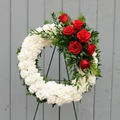 White Carnation Wreath with Floral Accent