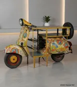 BOHO HAND PAINTED MULTI COLOR SCOOTER WINE RACK