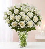 3 Dozen White Rose Vase