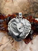 Authentic Native American White Buffalo Sterling Silver Heart Pendant