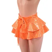 10" Ultra Mini Double Tiered Mini Skirt in Orange Kaleidoscope