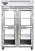 2RNPTHD-GD-GD 2-Section Display Commercial Pass-Thru Refrigerator Half Doors