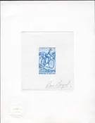 Burkina Faso 180 Artist Die Proof, Mailman on Bicycle