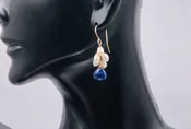 14k Gold Sapphire Pearl Drop Earrings - Exquisite Design
