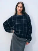Cashmere Blend Windowpane Sweatshirt