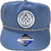 SURF SKATE LOCALS UNSTRUCTURED PINCH FRONT SLIGHT CURVE BRIM HAT WITH ROPE