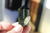 Green Tourmaline with Double Terminated Quartz