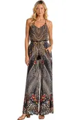 Black Animal Print Embellished Silk-Viscose Two-Piece Resort Set | Women's