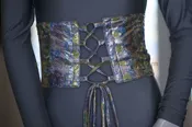 Blue/Silver/Green Metallic Lace-Up Waist Sash / Belt (Final Sale) *