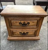2 drawer light finish night stand end table