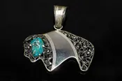 Alena Zena Turquoise Buffalo Pendant, Item# AZ-386