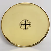 13" Orthodox Brass Wedding Tray - Cross in Circle Engraving