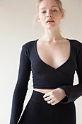 Comfort Stretch Cotton Wrap Top