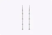 0.23 Carats Total Round Brilliant Cut Diamond Chain Drop Earrings in White Gold