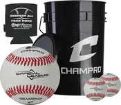 Champro 6 Gallon Black Bucket with 30 CBB-200 Official League Baseballs