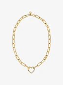 Collar de eslabones de corazón con incrustaciones